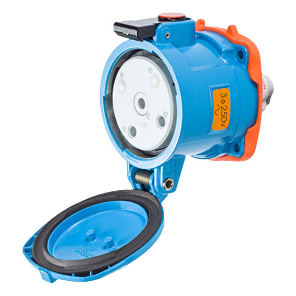 39-64172-K07 - DR100 RECEPTACLE METAL BLUE SIZE 4 TYPE 3R 2P+G 100A 250 VAC 60 Hz NO AUX